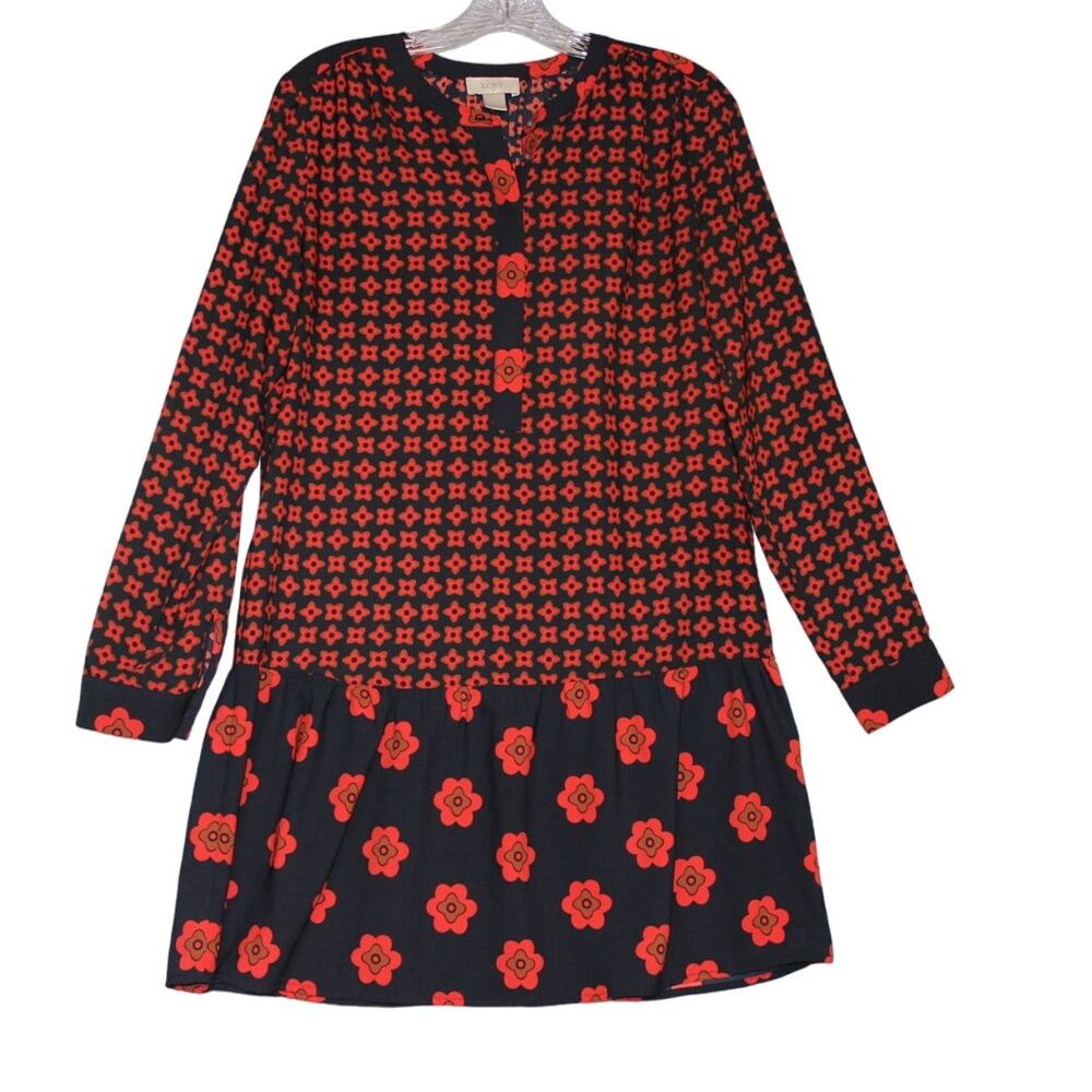 LOFT Outlet Womens Red/Navy floral‎ Dress Size Small